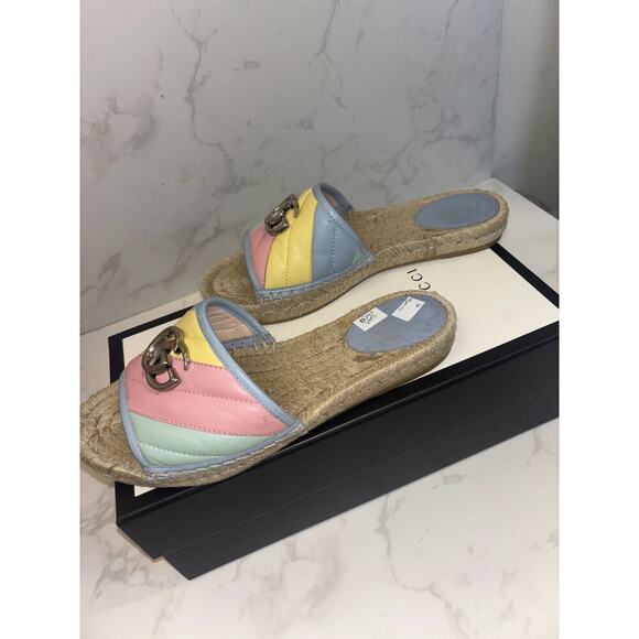 Gucci Espadrille Slides in Multi-Color with Logo - Picture 5 of 5